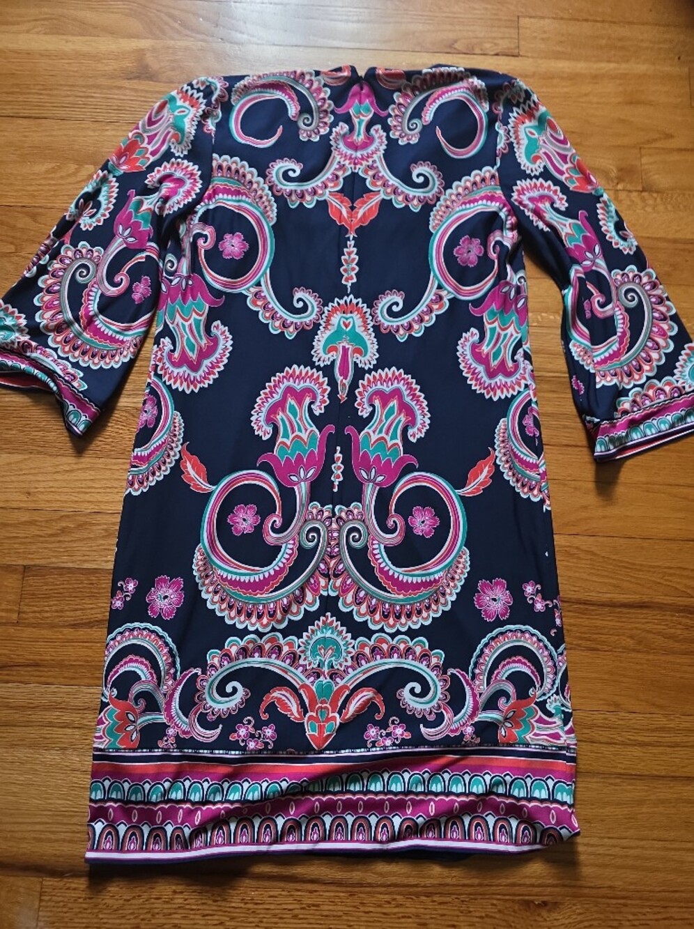 Laundry By SHelli Segal Navy Paisley Print  Sleeve Dress Sz 4 - Picture 8 of 10